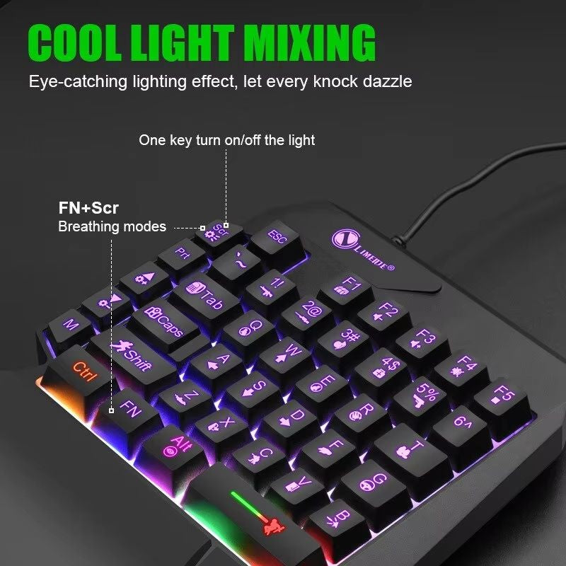 35 teclas com uma mão mini teclado para jogos usb ultra-fino com fio backlight