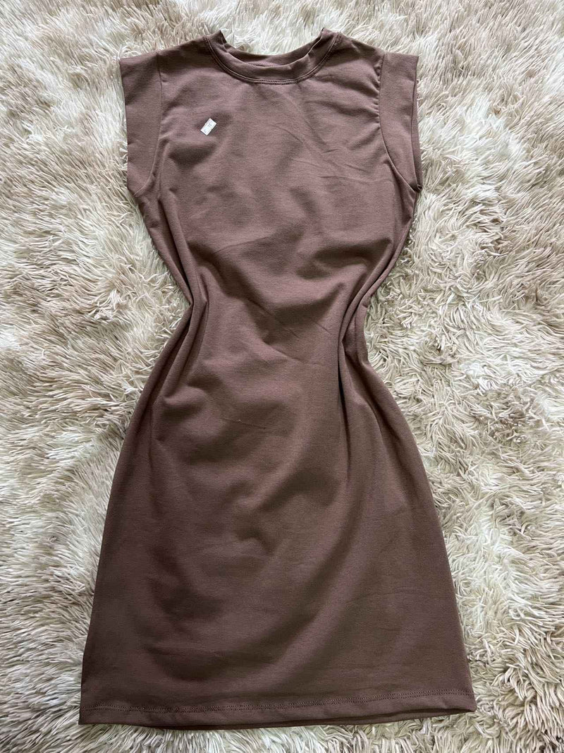 Vestido feminino de algodão sem mangas, cor sólida, alta elasticidade, vestido