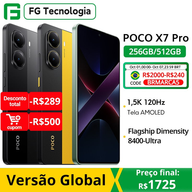 Versão global poco x7 pro smartphone dimensão 8400-ultra 6.67&quot; 120hz disp