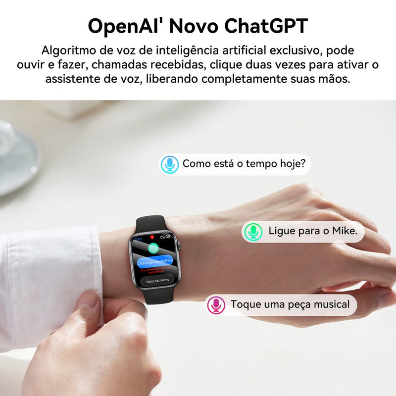 Relógio inteligente série 9 amoled smartwatch masculino 2024 nfc gps rastreado
