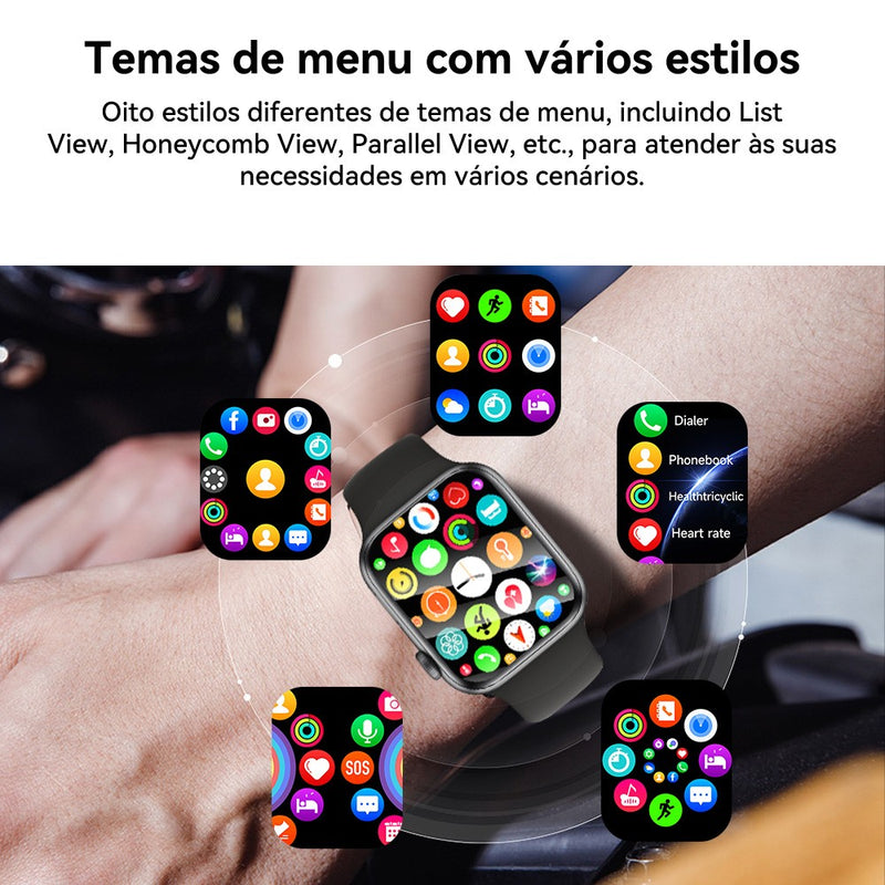 Relógio inteligente série 9 amoled smartwatch masculino 2024 nfc gps rastreado