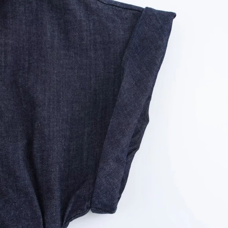 Primavera nova série 1975 denim midi vestido com lapela zíper lateral moda rug