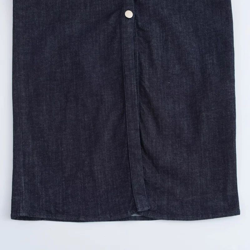 Primavera nova série 1975 denim midi vestido com lapela zíper lateral moda rug