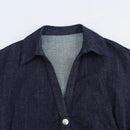 Primavera nova série 1975 denim midi vestido com lapela zíper lateral moda rug