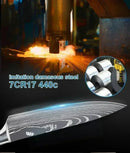 Laser damasco faca de cozinha cutelo carne frutas pão faca churrasco desossa fa