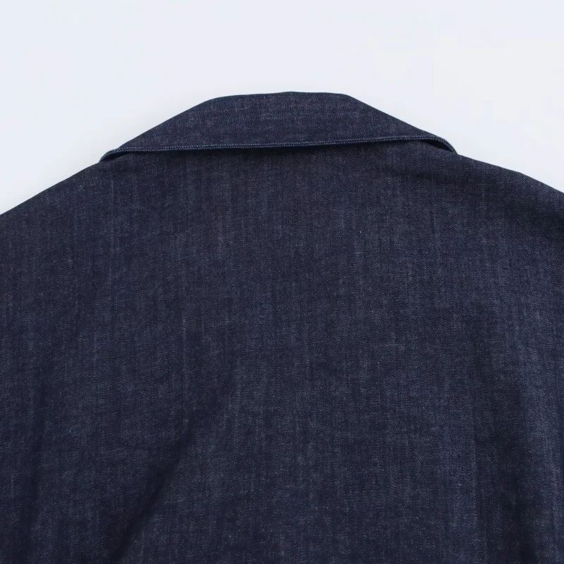 Primavera nova série 1975 denim midi vestido com lapela zíper lateral moda rug