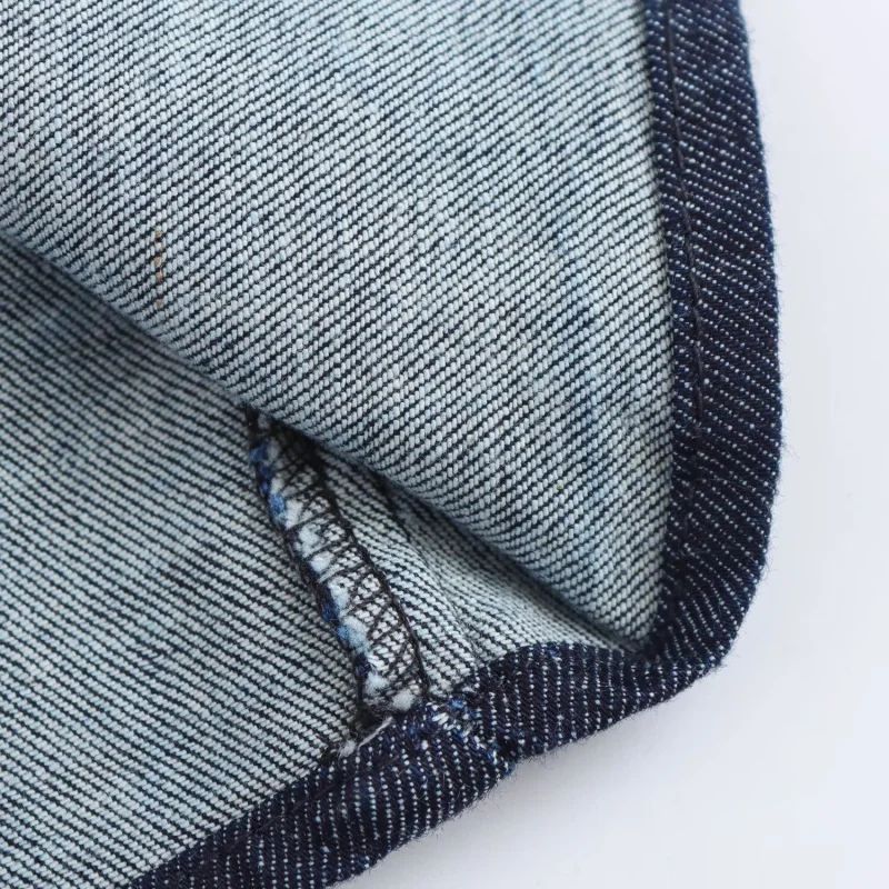 Primavera nova série 1975 denim midi vestido com lapela zíper lateral moda rug