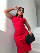 Vestido feminino de algodão sem mangas, cor sólida, alta elasticidade, vestido