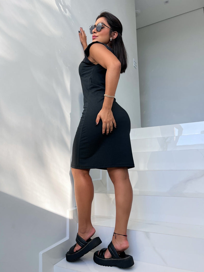 Vestido feminino de algodão sem mangas, cor sólida, alta elasticidade, vestido