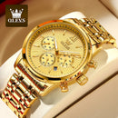 OLEVS-Relógio de pulso de luxo masculino, aço inoxidável, impermeável, lumin