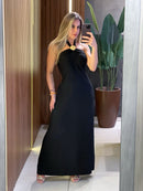 Vestido Longo em Alfaiataria Sensoriale com Amarração e Pedraria Muriel Ref. 1